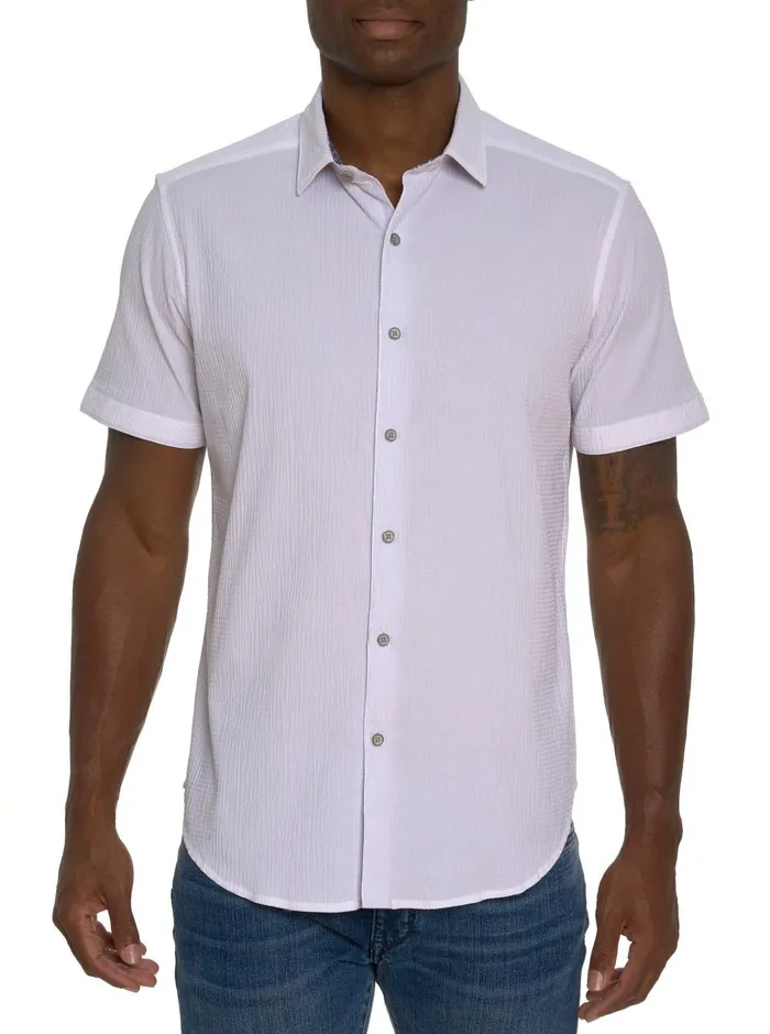 Men Short Sleeve Button Down Shirts Robert Graham SHARK BITE SHORT SLEEVE BUTTON DOWN SHIRT White