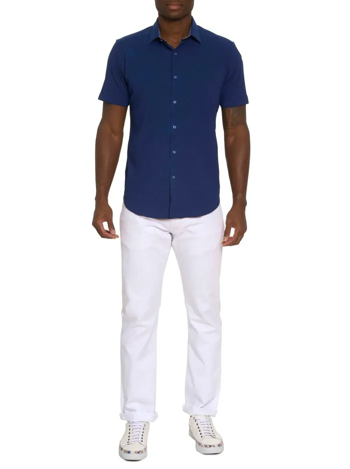 Men Short Sleeve Button Down Shirts Robert Graham SHARK BITE SHORT SLEEVE BUTTON DOWN SHIRT White