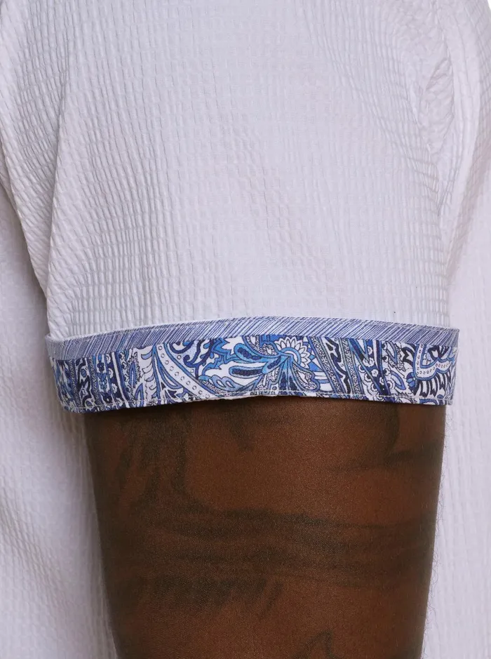 Men Short Sleeve Button Down Shirts Robert Graham SHARK BITE SHORT SLEEVE BUTTON DOWN SHIRT White
