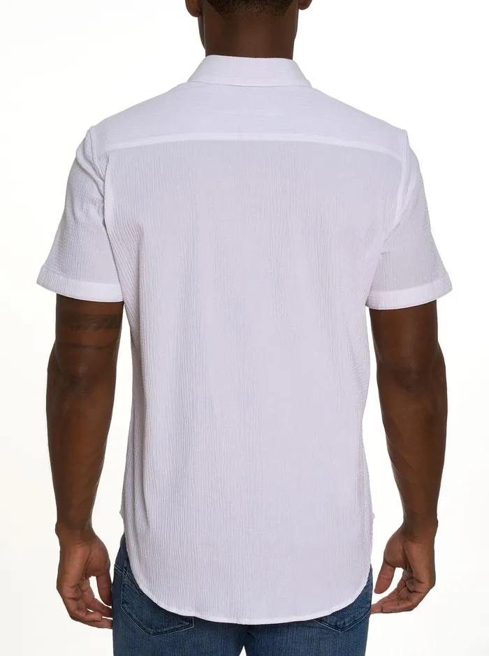 Men Short Sleeve Button Down Shirts Robert Graham SHARK BITE SHORT SLEEVE BUTTON DOWN SHIRT White