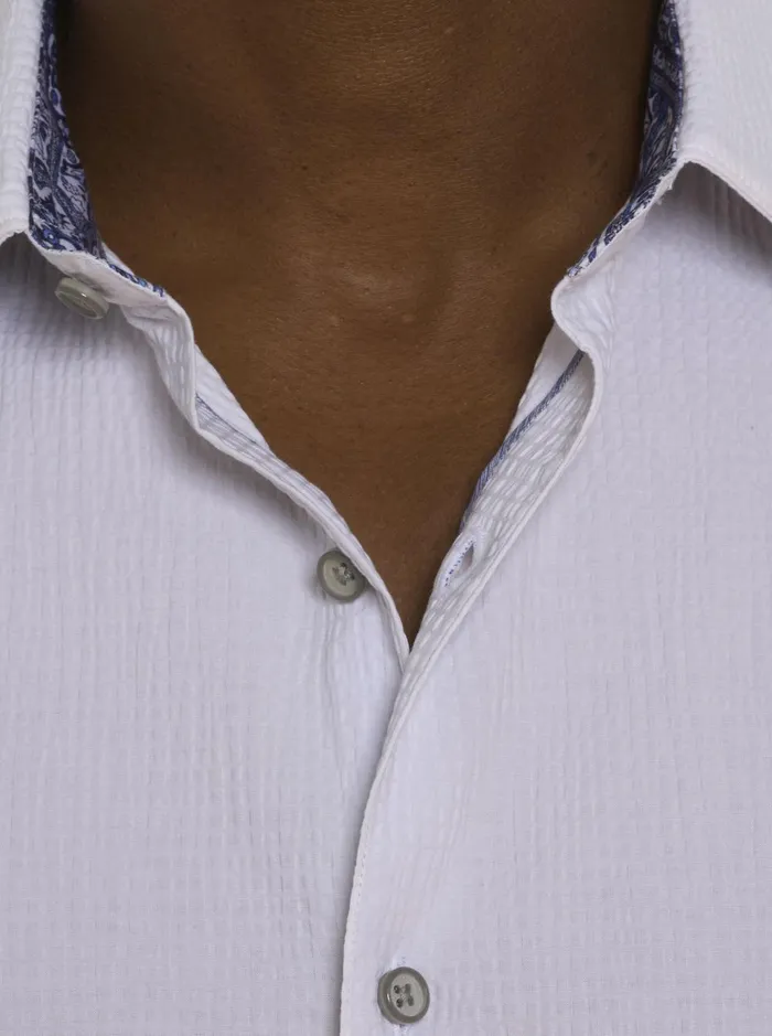 Men Short Sleeve Button Down Shirts Robert Graham SHARK BITE SHORT SLEEVE BUTTON DOWN SHIRT White