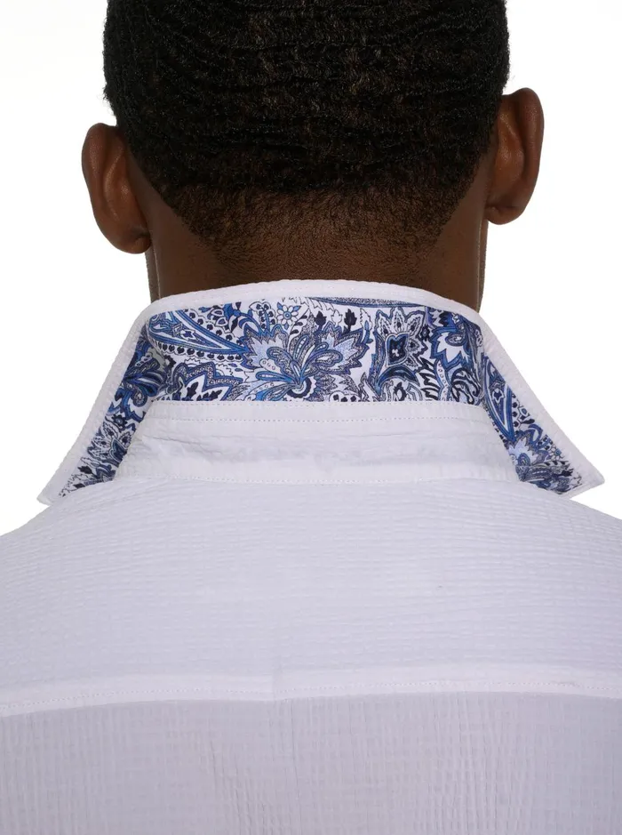 Men Short Sleeve Button Down Shirts Robert Graham SHARK BITE SHORT SLEEVE BUTTON DOWN SHIRT White