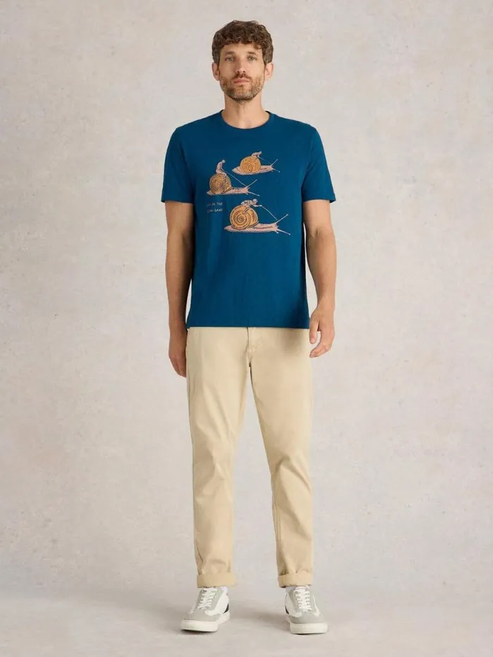 Men Slow Lane Graphic Tee Teal Print White Stuff TShirts