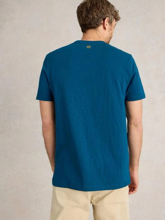 Men Slow Lane Graphic Tee Teal Print White Stuff TShirts