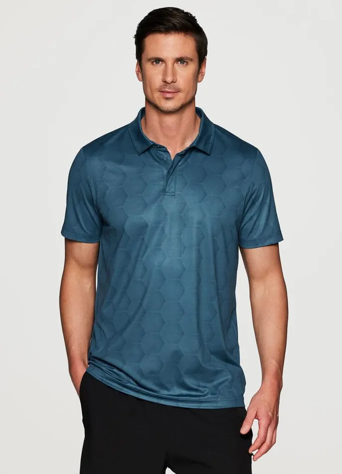 Men Stay On Course Tonal Polo Blue RBX Active TShirts