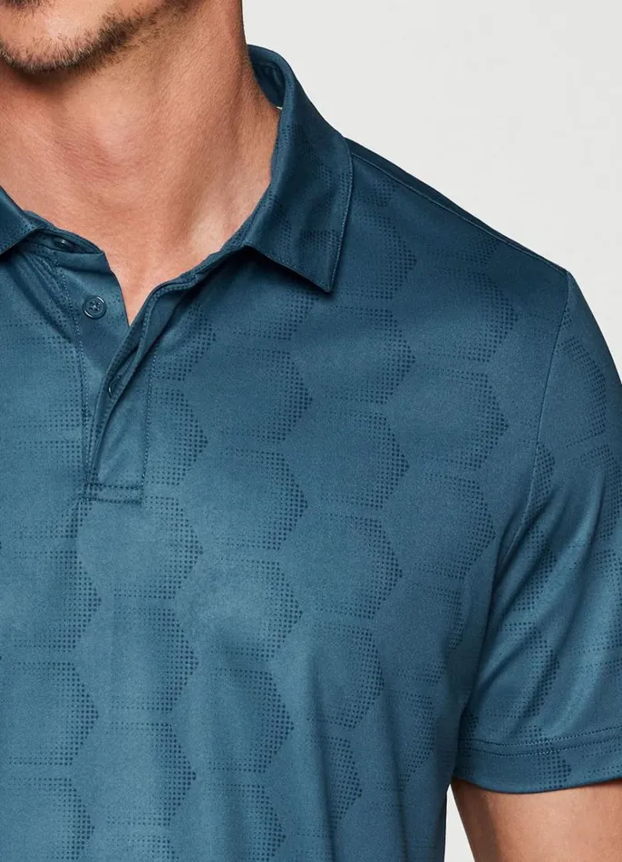 Men Stay On Course Tonal Polo Blue RBX Active TShirts