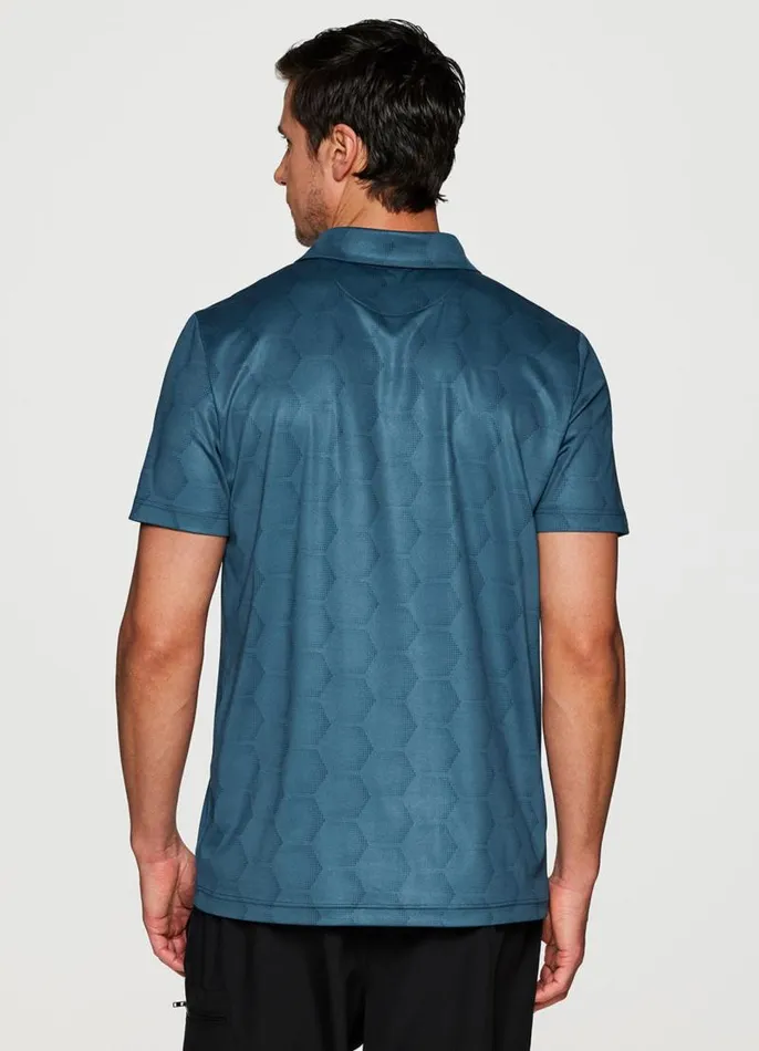 Men Stay On Course Tonal Polo Blue RBX Active TShirts