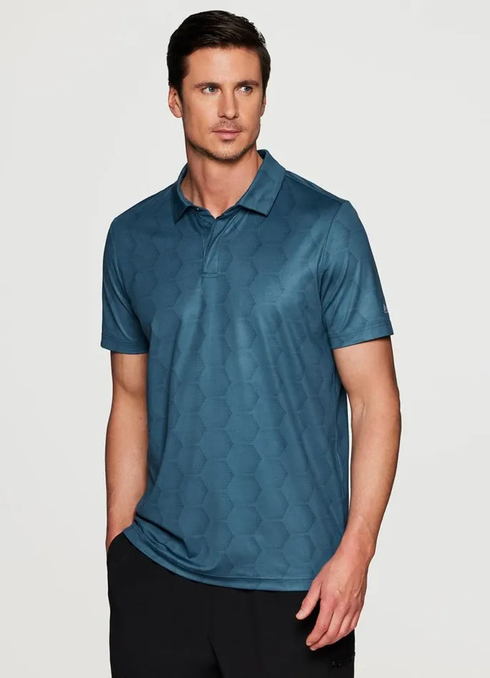 Men Stay On Course Tonal Polo Blue RBX Active TShirts