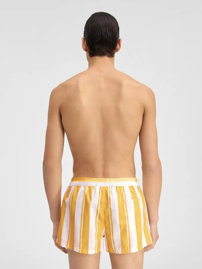 Men Swimwear JACQUEMUS The Puntini Swimsuit Print Rayure Yellow Ecru Men Swimwear JACQUEMUS The Puntini Swimsuit Print Rayure Yellow Ecru