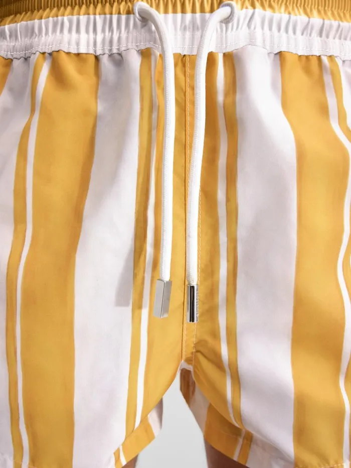 Men Swimwear JACQUEMUS The Puntini Swimsuit Print Rayure Yellow Ecru Men Swimwear JACQUEMUS The Puntini Swimsuit Print Rayure Yellow Ecru