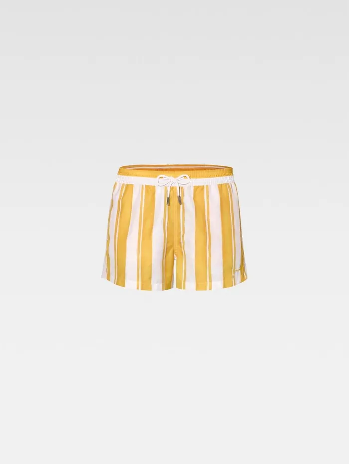 Men Swimwear JACQUEMUS The Puntini Swimsuit Print Rayure Yellow Ecru Men Swimwear JACQUEMUS The Puntini Swimsuit Print Rayure Yellow Ecru