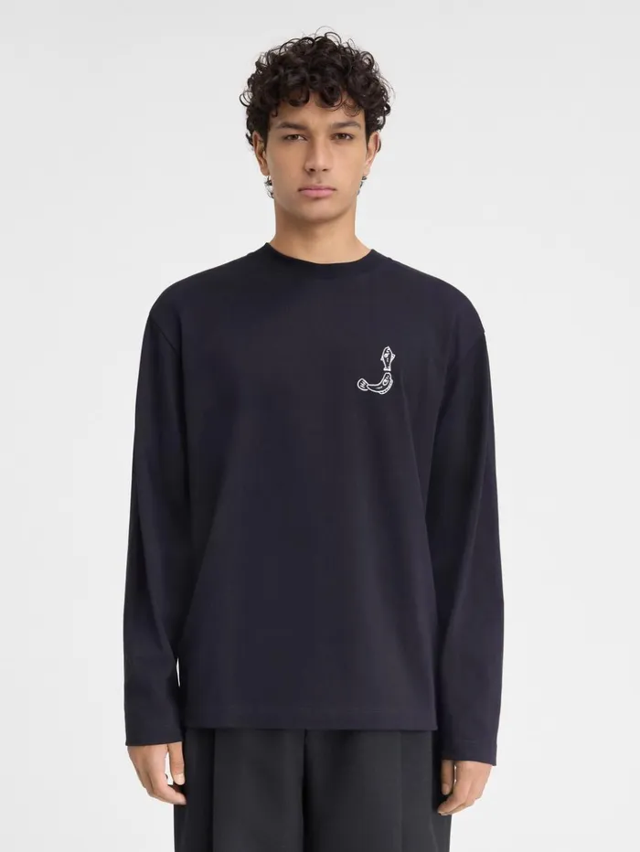 Men Tshirts JACQUEMUS The Mer Longsleeve Tshirt Dark Navy