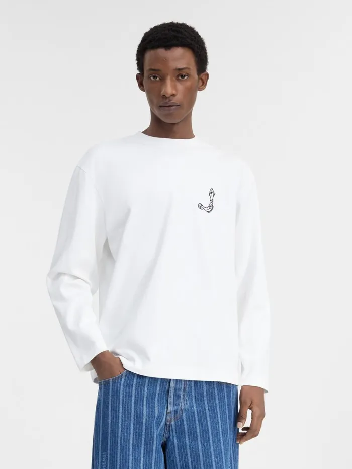 Men Tshirts JACQUEMUS The Mer Longsleeve Tshirt White