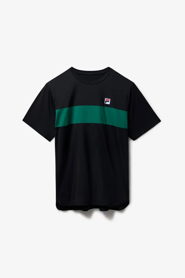 Men Tennis Fila Tennis Essentials Short Sleeve Crew 048 Blackgreen Jacket
