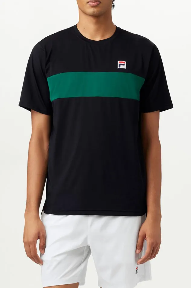 Men Tennis Fila Tennis Essentials Short Sleeve Crew 048 Blackgreen Jacket