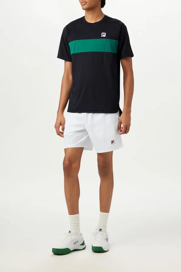 Men Tennis Fila Tennis Essentials Short Sleeve Crew 048 Blackgreen Jacket
