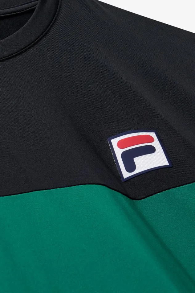Men Tennis Fila Tennis Essentials Short Sleeve Crew 048 Blackgreen Jacket