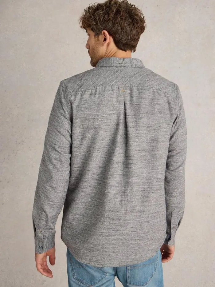 Men Textured Slub LS Shirt Light Grey White Stuff Shirts Men Textured Slub LS Shirt Light Grey White Stuff Shirts