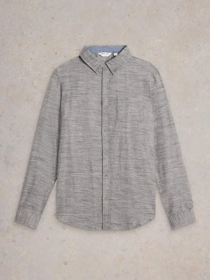 Men Textured Slub LS Shirt Light Grey White Stuff Shirts Men Textured Slub LS Shirt Light Grey White Stuff Shirts