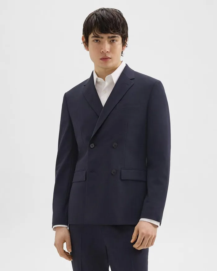 Men Theory Blazers Jackets Morton DoubleBreasted Blazer In Stretch Wool Navy