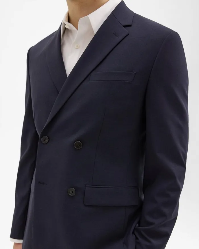 Men Theory Blazers Jackets Morton DoubleBreasted Blazer In Stretch Wool Navy