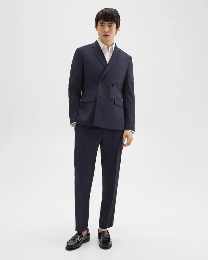 Men Theory Blazers Jackets Morton DoubleBreasted Blazer In Stretch Wool Navy