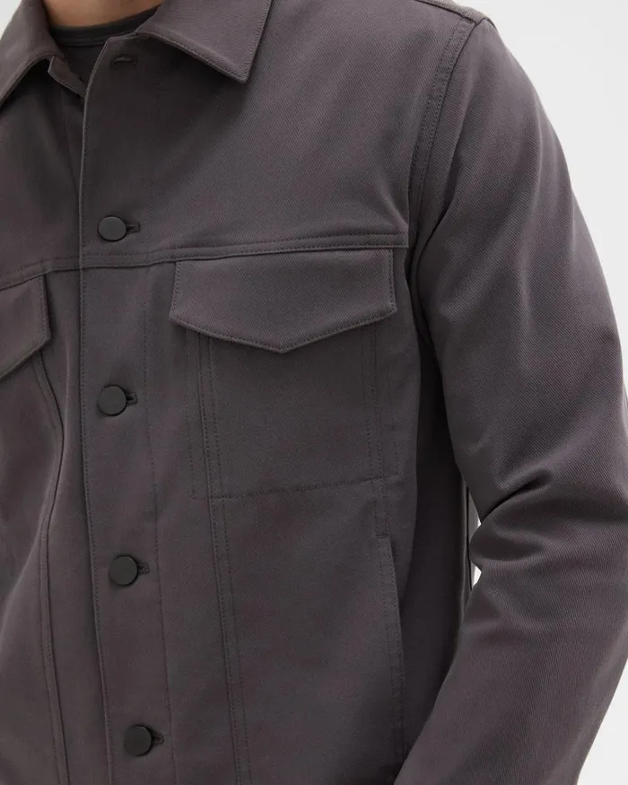 Men Theory Blazers Jackets River Trucker Jacket In Neoteric Twill Dark Grey