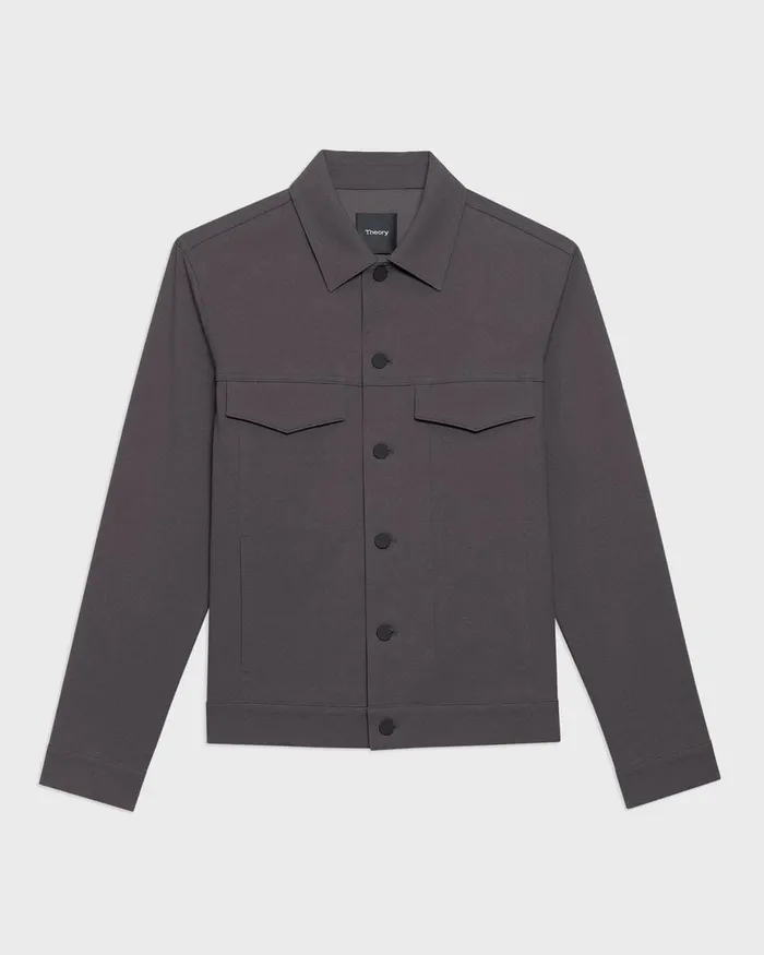 Men Theory Blazers Jackets River Trucker Jacket In Neoteric Twill Dark Grey