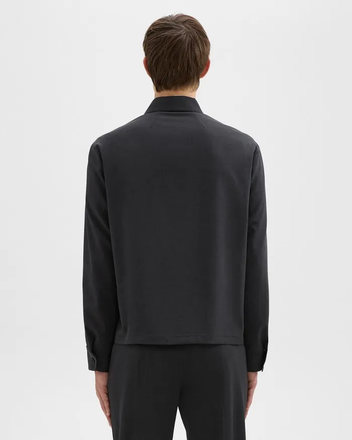 Men Theory Outerwear Hazelton Zip Jacket In Stretch Wool Dark Charcoal