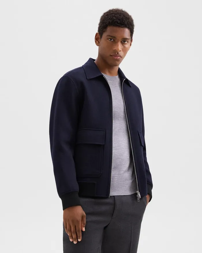 Men Theory Outerwear Sean Jacket In DoubleFace WoolCashmere Baltic