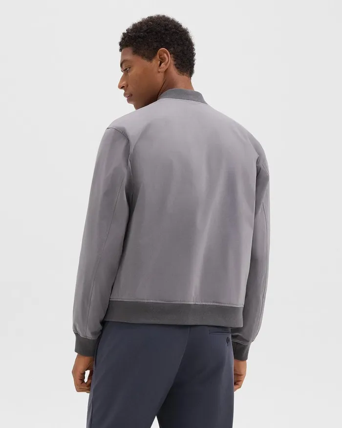 Men Theory Outerwear Tailored Bomber Jacket In Foundation Twill Soft Grey