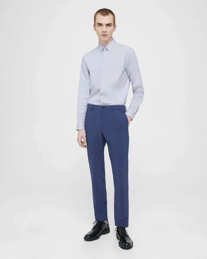 Men Theory Shirts Irving Shirt In Striped Cotton Blend Whiteolympic