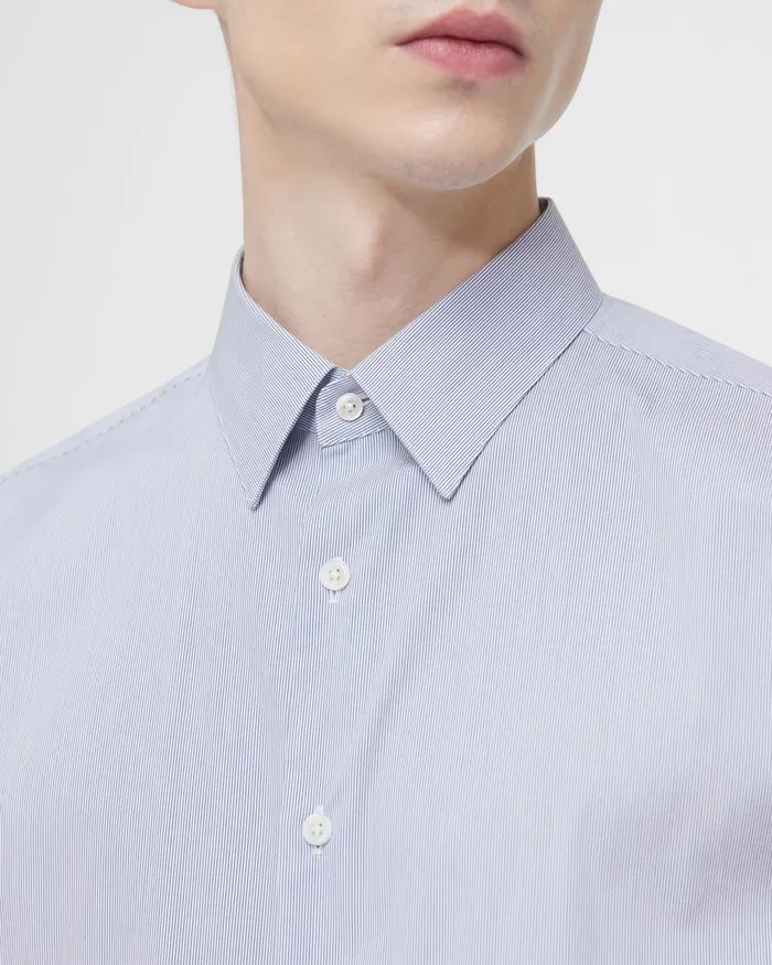 Men Theory Shirts Irving Shirt In Striped Cotton Blend Whiteolympic