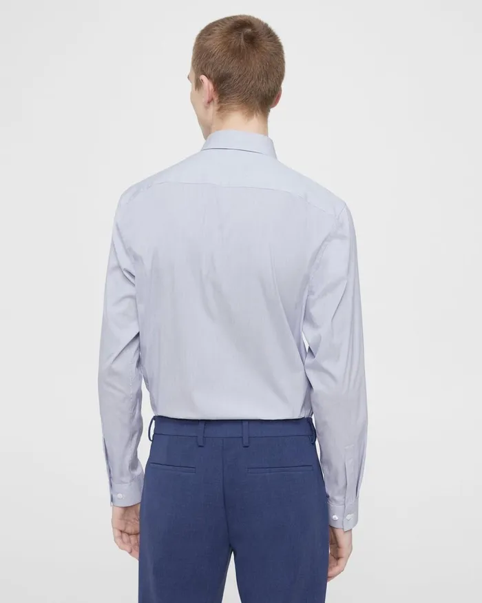 Men Theory Shirts Irving Shirt In Striped Cotton Blend Whiteolympic