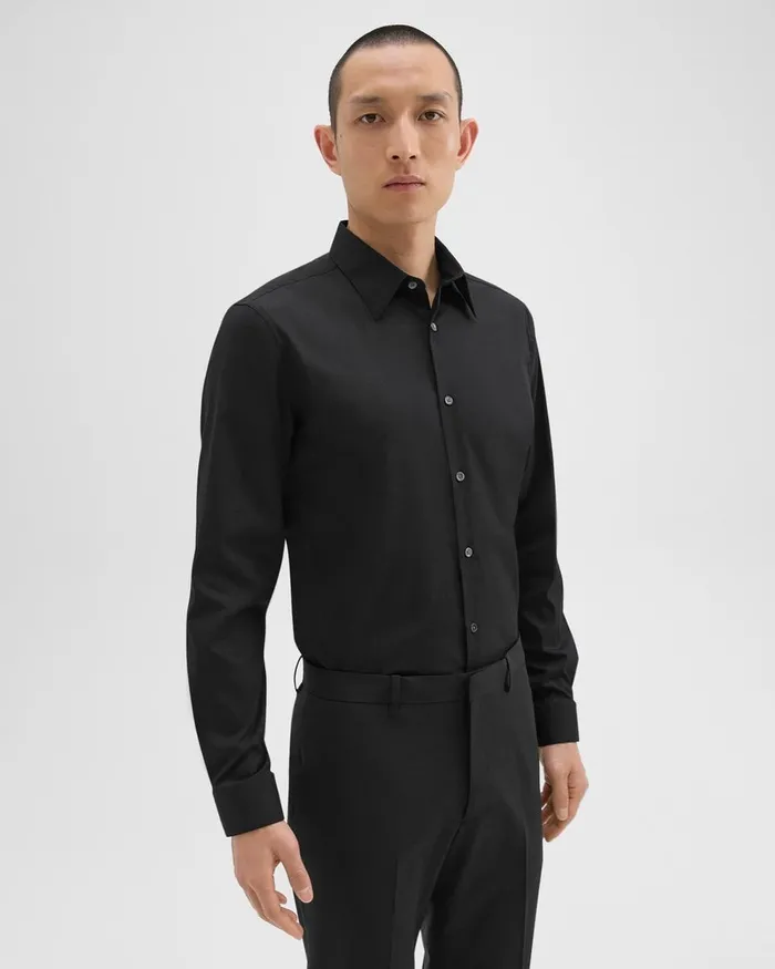 Men Theory Shirts Sylvain Shirt In Good Cotton Black
