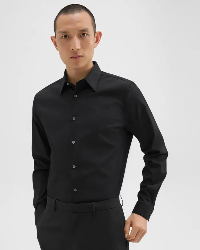 Men Theory Shirts Sylvain Shirt In Good Cotton Black