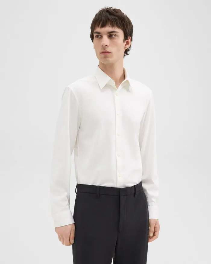 Men Theory Shirts Sylvain Shirt In Structure Knit White