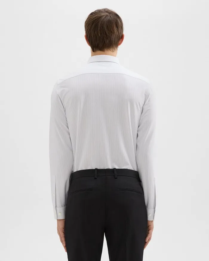 Men Theory Shirts Tailored Shirt In Striped Structure Knit Whiteolympic