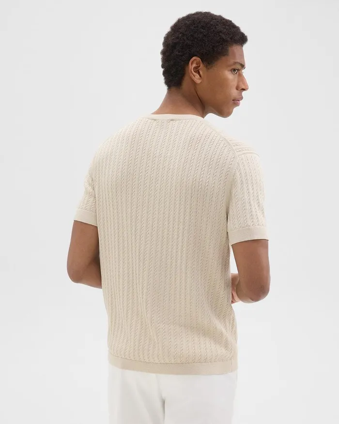 Men Theory Sweaters Cardigans Cable Knit Tee In Cotton New Sand