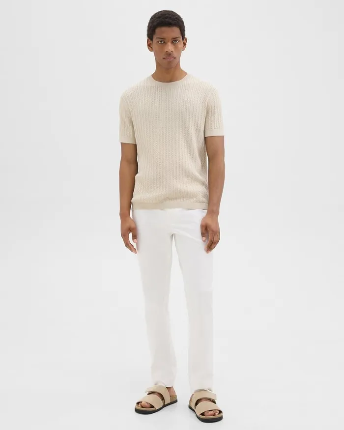 Men Theory Sweaters Cardigans Cable Knit Tee In Cotton New Sand