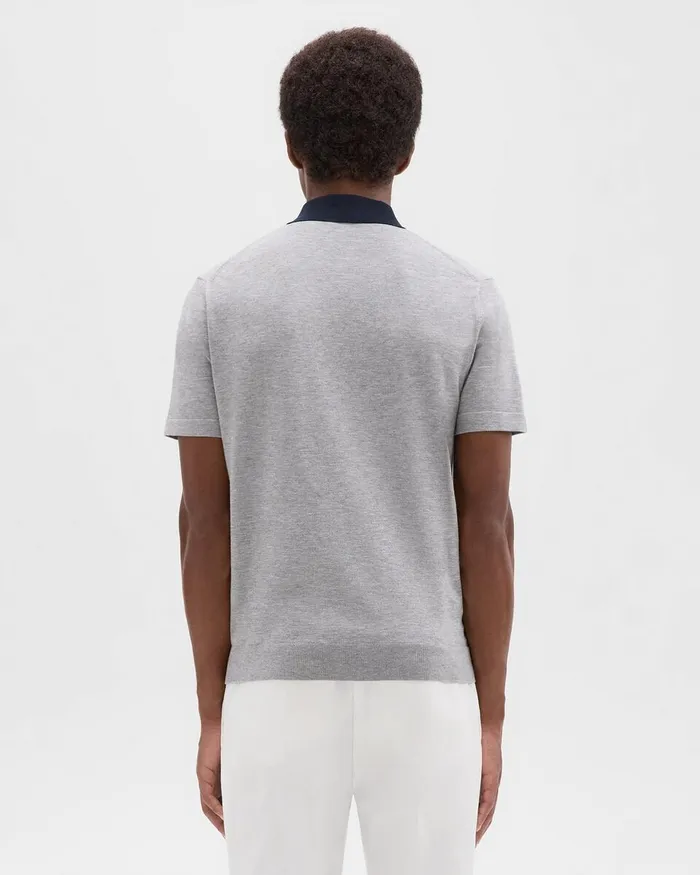 Men Theory Sweaters Cardigans Colorblock Polo Shirt In Light Bilen Light Grey Heather Multi