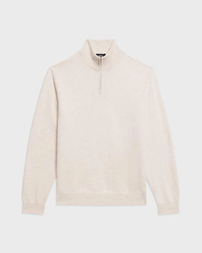 Men Theory Sweaters Cardigans Hilles QuarterZip Sweater In Cashmere Natural Melange