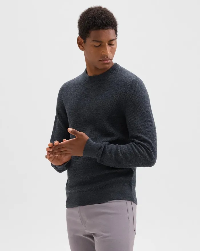 Men Theory Sweaters Cardigans Maden Crewneck Sweater In Merino Wool Charcoal Melange