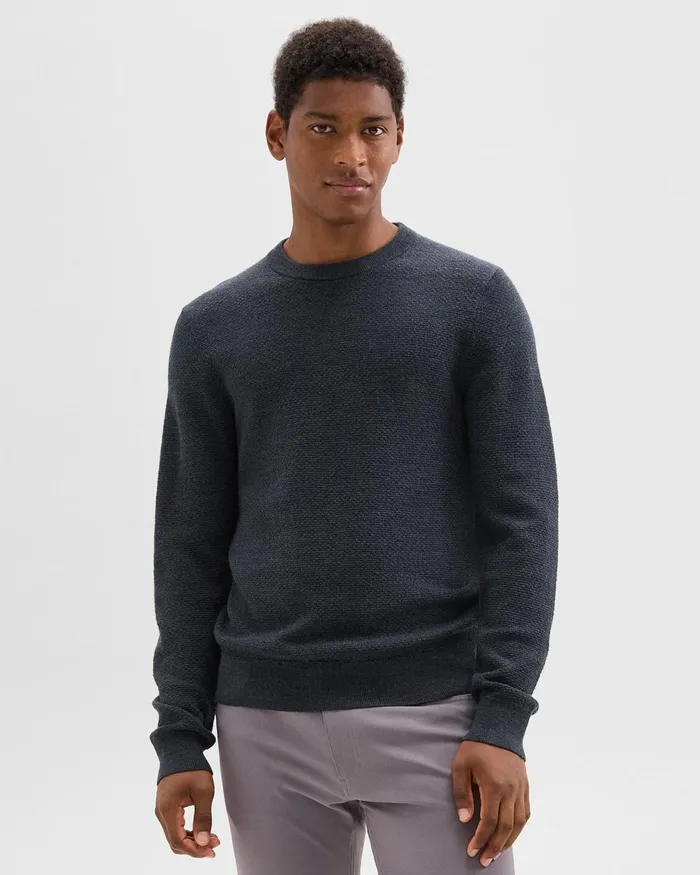 Men Theory Sweaters Cardigans Maden Crewneck Sweater In Merino Wool Charcoal Melange