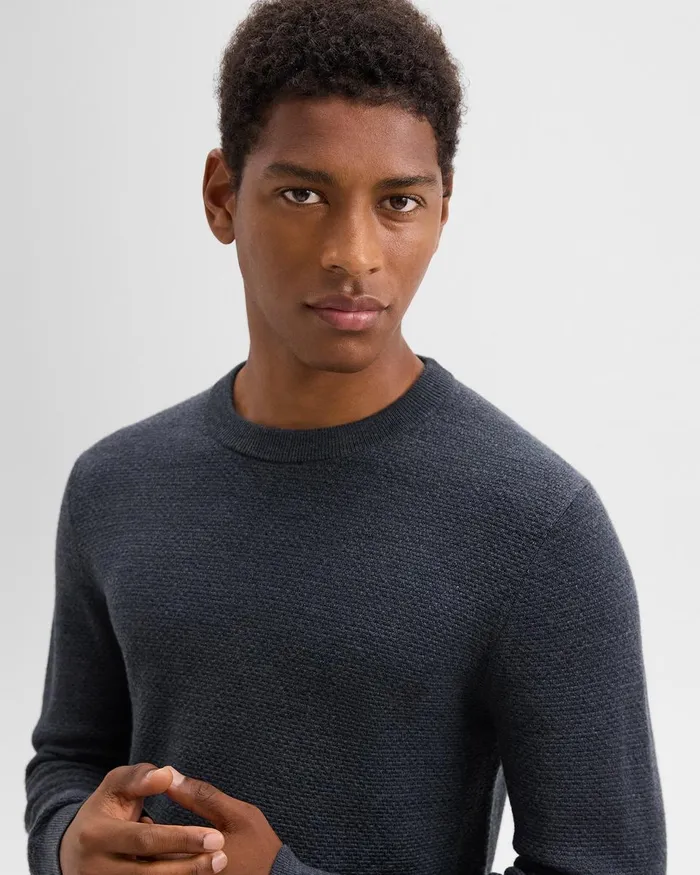 Men Theory Sweaters Cardigans Maden Crewneck Sweater In Merino Wool Charcoal Melange