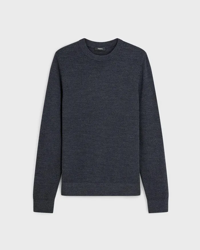 Men Theory Sweaters Cardigans Maden Crewneck Sweater In Merino Wool Charcoal Melange