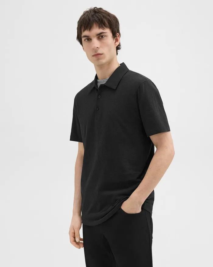Men Theory TShirts Polos Bron Polo Shirt In Cosmos Slub Cotton Black