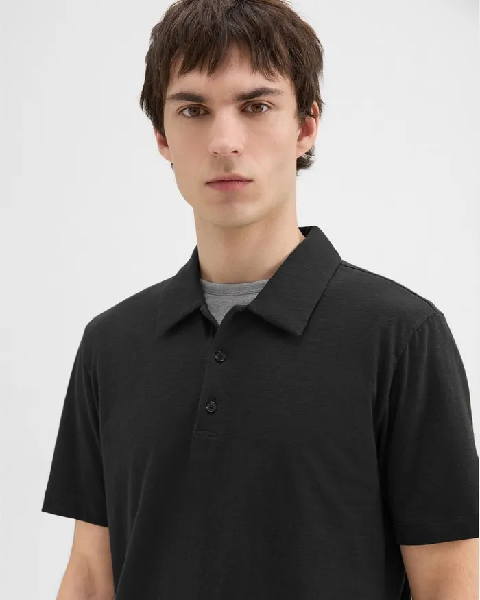 Men Theory TShirts Polos Bron Polo Shirt In Cosmos Slub Cotton Black