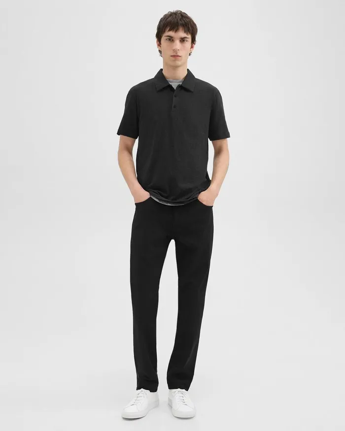 Men Theory TShirts Polos Bron Polo Shirt In Cosmos Slub Cotton Black