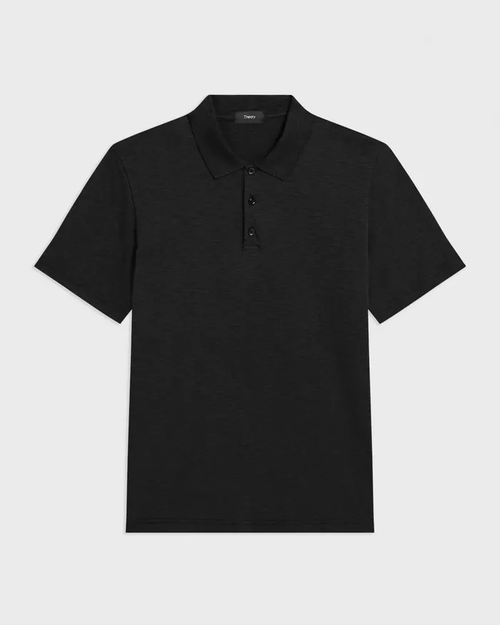Men Theory TShirts Polos Bron Polo Shirt In Cosmos Slub Cotton Black